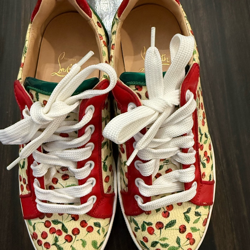 Christian Louboutin Red and White Cherry Sneakers